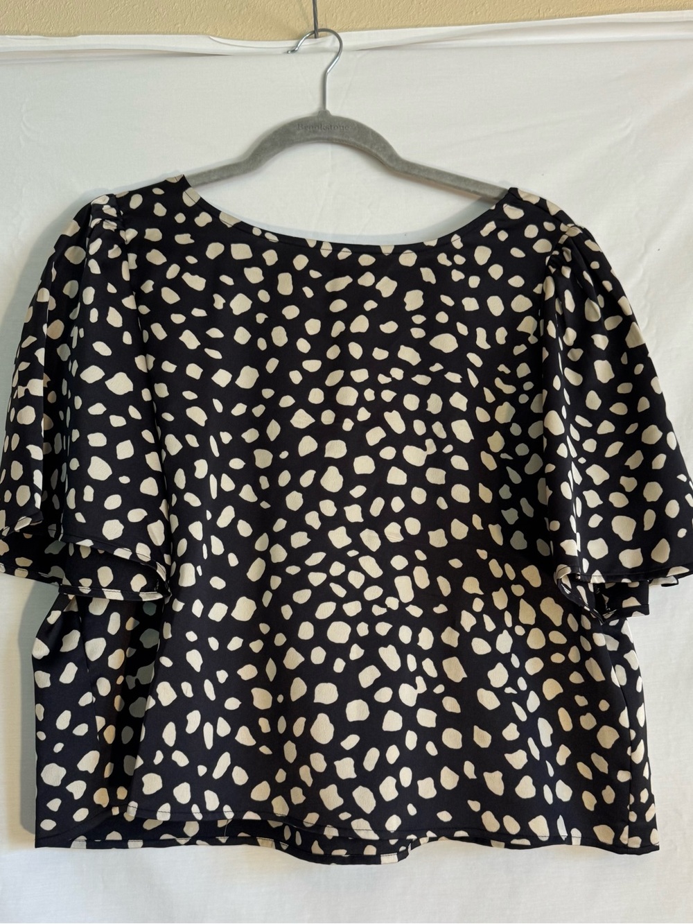 LOFT Black Top with Cream Spots